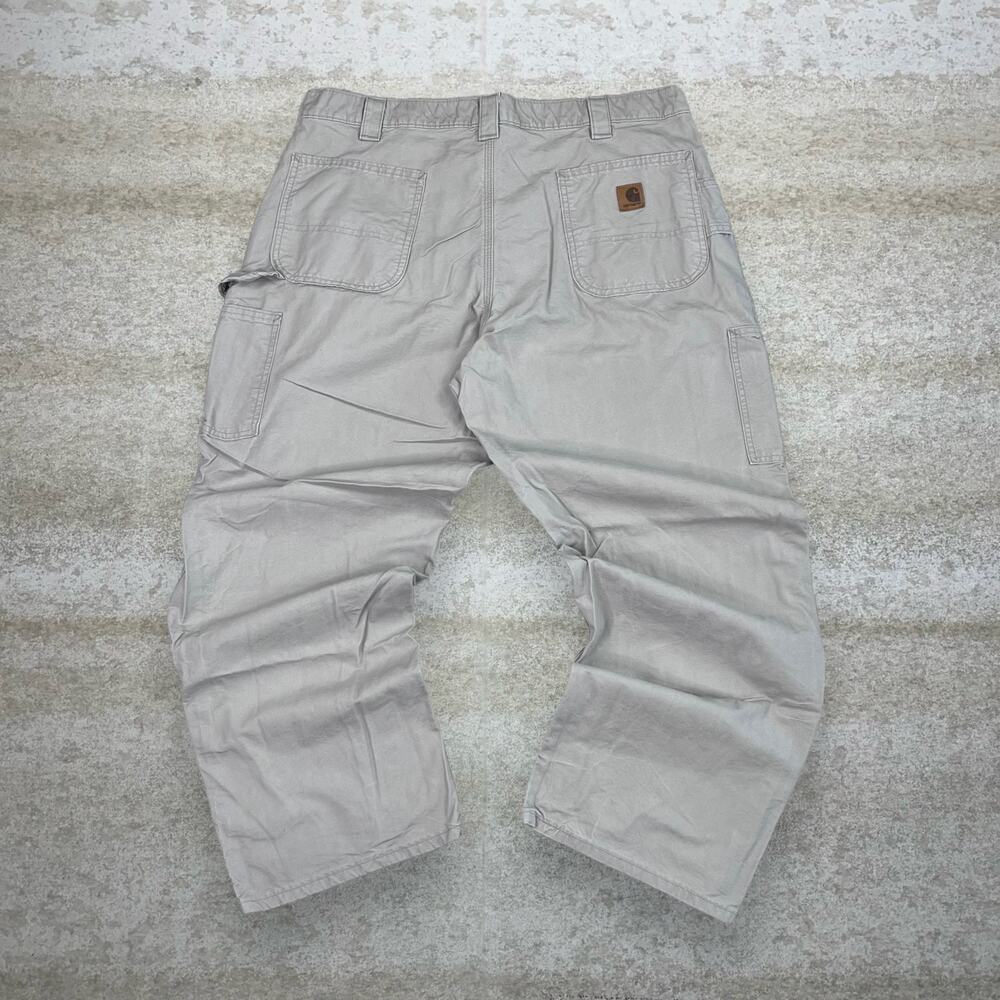 Vintage Y2K Carhartt Carpenter Pants 40x30 Baggy Wide Leg Fit Tan Cotton Canvas